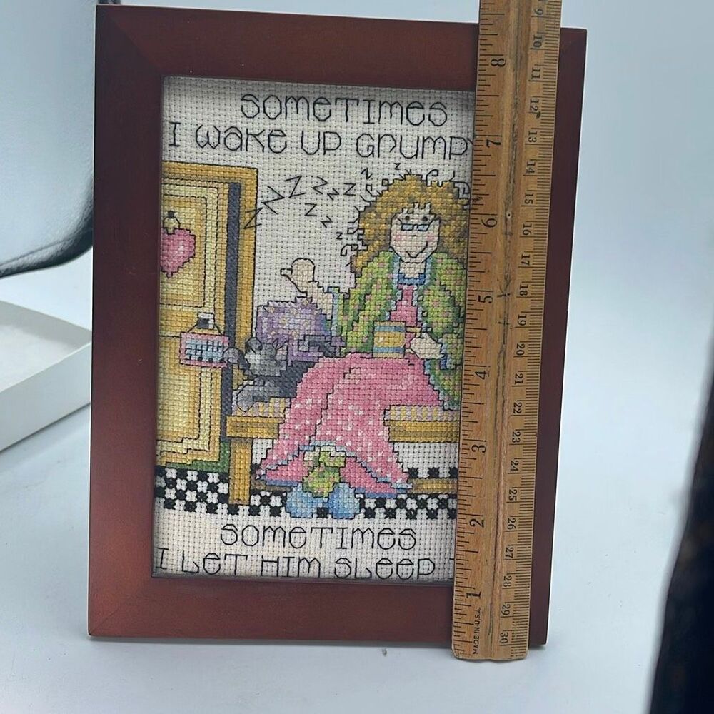 Vintage Joan Elliot “ Sometimes I wake up Grumpy” cross stitch. - Picture 5 of 6